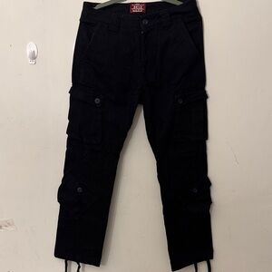 Match Black Men’s Cargo Pants with Utility Pockets